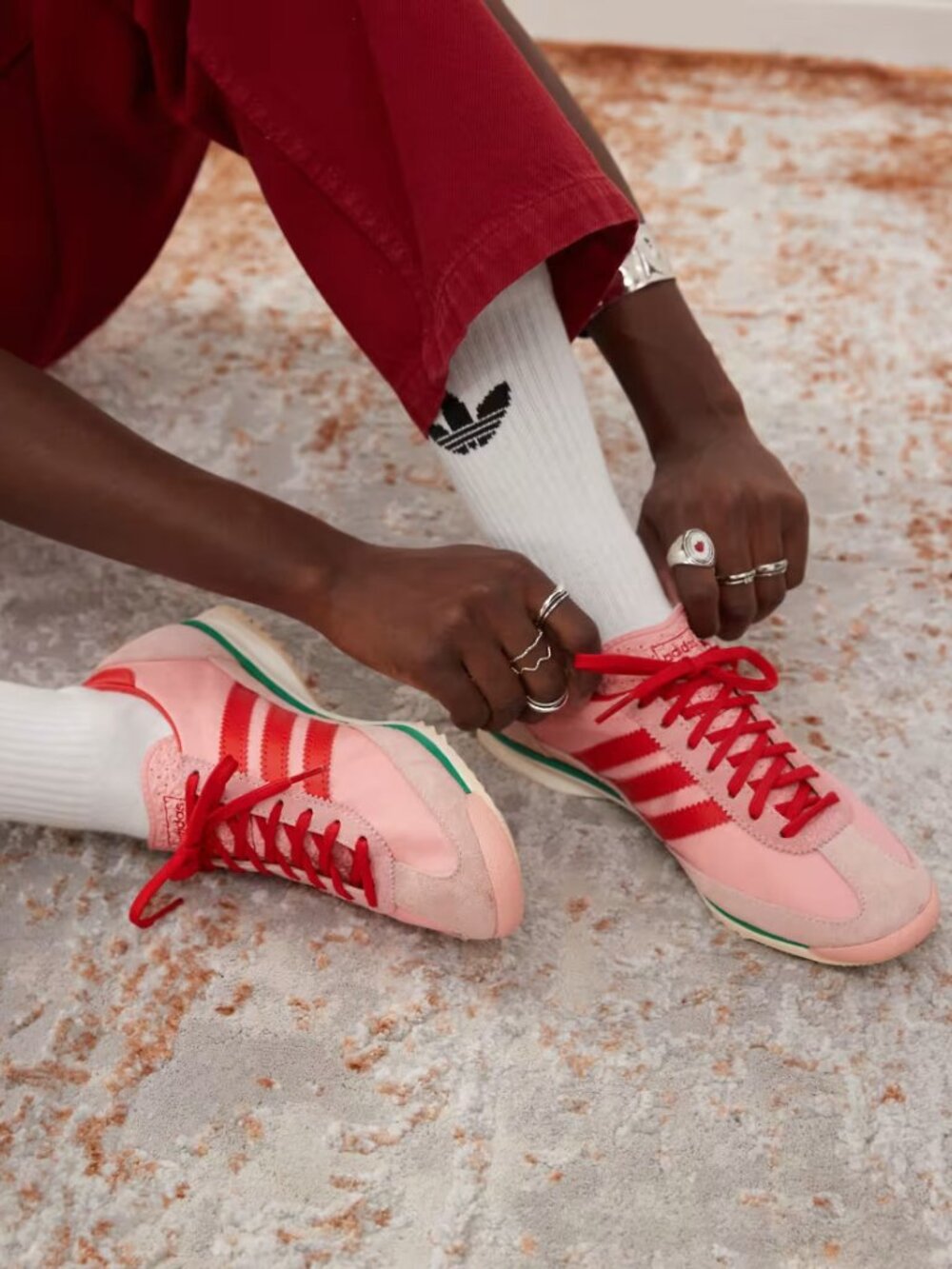 NWT Adidas SL 72 OG Semi Pink Spark/Glow Pink/Red With Green Strip Shoes